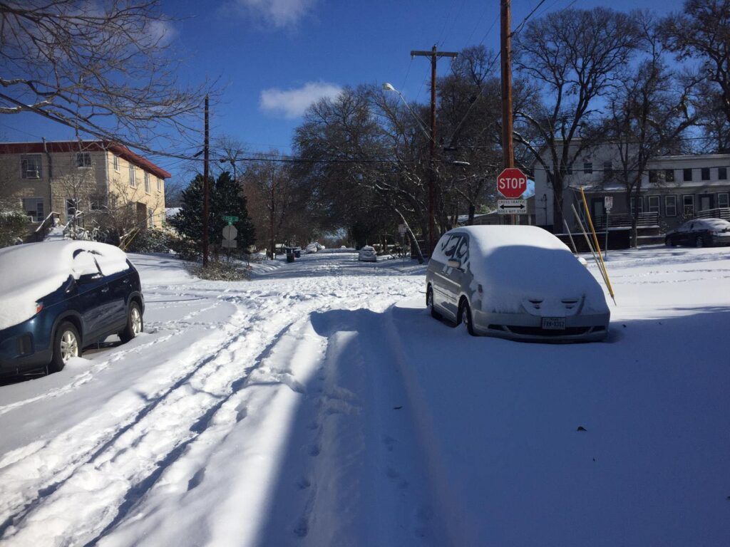 Streets in Texas after the winter storm of 2021