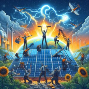 An issue with a solar panel system gets resolved and the homeowner is happy with the solar technician. AI Generated