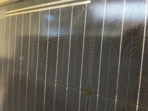 Clearly depicts various solar cell fingers and busbars on a solar panel